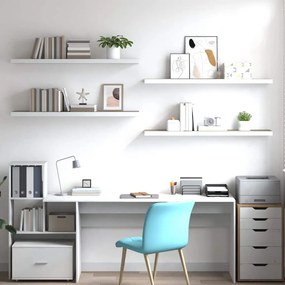 vidaXL Ράφια Τοίχου 4 τεμ. Δρυς/Λευκό 120x23,5x3,8 εκ. MDF