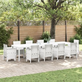 vidaXL Τραπέζι Κήπου Λευκό 350x100x73 εκ. Πολυ Ράττα