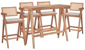 Intrahome Τραπεζαρία μπαρ Winslow I Intrahome σετ 5τεμ ξύλο rubberwood ανοιχτό καρυδί 120x45x100εκ | SKU: INTRAPA-358111128
