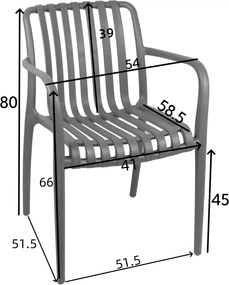Πολυθρόνα Zoi pakoworld pp σε ανθρακί απόχρωση 58.5x54x80εκ
