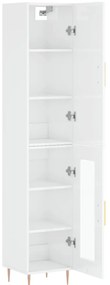 vidaXL Ντουλάπι Γυαλ. Λευκό 34,5 x 34 x 180 εκ. από Επεξεργασμένο Ξύλο