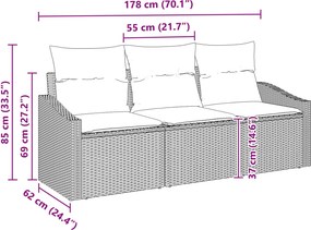 vidaXL Σετ Καναπέ 3 τμχ. Καφέ συνθετικό ρατάν