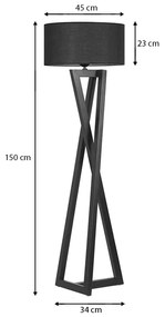 Φωτιστικό δαπέδου Grace Megapap ξύλο/ύφασμα χρώμα μαύρο 45x45x150εκ.