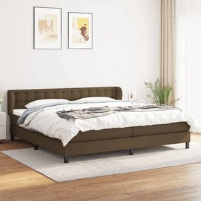 Κρεβάτι Boxspring με Στρώμα Σκούρο Καφέ 200x200 εκ. Υφασμάτινο