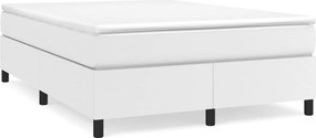 vidaXL Κρεβάτι Boxspring με Στρώμα Λευκό 140x190εκ.από Συνθετικό Δέρμα