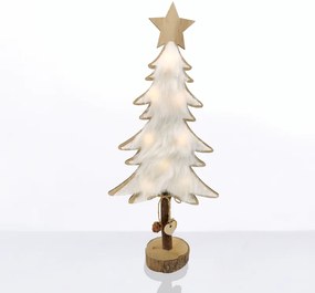 "WOODEN TREE WHITE FUR" 8 MINI LED ΛΑΜΠ. ΜΠΑΤ. (2xAAA), WW,IP20, 17.5X7X35CM ACA X06811219