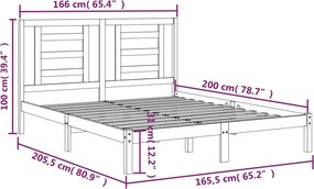 vidaXL Σκελετός Κρεβ. Χωρίς Στρώμα Λευκό 160x200 εκ Μασίφ Πεύκο