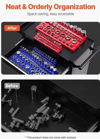 VEVOR Magnetic Socket Organizer Set 6PCS Socket Trays Blue &amp; Red for Metric SAE