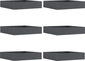 vidaXL Περίγραμμα γκαζόν 6 pcs Ανθρακί 60 x 60 x 13 εκ Ατσάλι