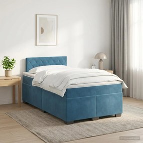 vidaXL Κρεβάτι box spring με στρώμα Μπλε 120 x 190 cm Βελούδο