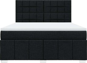 vidaXL Κρεβάτι Boxspring με Στρώμα Μαύρο 180x200 εκ. Υφασμάτινο