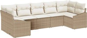 vidaXL Σετ Καναπέ με μαξιλάρι 7 pcs Μπεζ συνθετικό ρατάν