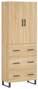 vidaXL Ντουλάπι Sonoma δρυς 69,5 x 34 x 180 εκ. από Επεξεργασμένο Ξύλο