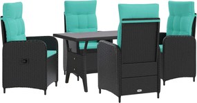 vidaXL Σετ Εξωτερικής Τραπέζης 5 pcs Μαύρο και Τυρκουάζ