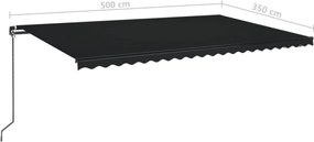 vidaXL Τέντα Συρόμενη Χειροκίνητη Ανθρακί 500x350 εκ.