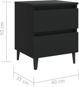 vidaXL Κομοδίνο Μαύρο 40 x 35 x 50 εκ. από Επεξ. Ξύλο