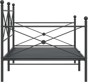 vidaXL Κρεβάτι ημέρας χωρίς στρώμα Μαύρο 100x200 cm Ατσάλι