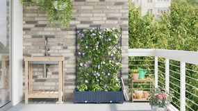 vidaXL Γλάστρα Κήπου με Πλέγμα 2 τεμ Γκρι 80x40x125,5 εκ