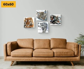 Σετ από εικόνες ζώων σε όμορφο σχέδιο ακουαρέλας - 4x 40x40