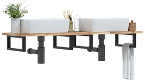 Ράφι Νιπτήρα Τοίχου από Ατσάλι / Μασίφ Ξύλο Ακακίας