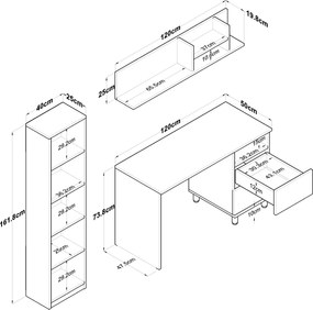 Γραφείο Καρυδιά / Ανθρακί HA115 120x50x161,8