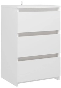 vidaXL Κομοδίνο Λευκό 40 x 35 x 62,5 εκ. από Επεξ. Ξύλο