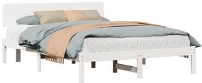vidaXL Σκελετός Κρεβατιού Λευκό 140 x 200 cm Μασίφ ξύλο πεύκου