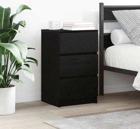 vidaXL Κομοδίνο με 3 συρτάρια Μαύρο 39x35x65 εκ.