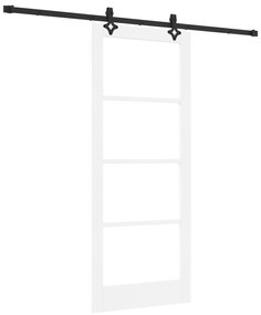 vidaXL Συρόμενη Πόρτα  με Σετ Αξεσουάρ Λευκή 83x202 εκ. Συμπαγές Ξύλο Πεύκου