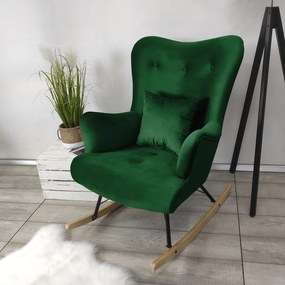 Κουνιστή καρέκλα Clovis 101, 101x76x101cm, 17 kg, Ταπισερί, Φυσικό ξύλο καπλαμά, Ξύλινα, Μεταλλικά | Epipla1.gr