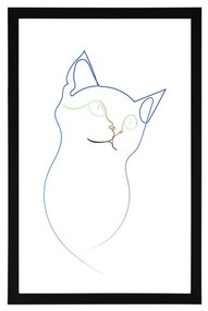 Αφίσα με πασπαρτού Χρωματιστές γραμμές της γάτας - 20x30 silver
