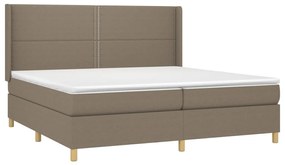 Κρεβάτι Boxspring με Στρώμα &amp; LED Taupe 200x200 εκ. Υφασμάτινο - Μπεζ-Γκρι