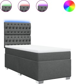 vidaXL Κρεβάτι Boxspring με Στρώμα Σκούρο Γκρι 100x200 εκ. Υφασμάτινο