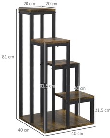Στάντ λουλουδιών 4 επιπέδων 40cm x 40cm x 81cm Καφέ