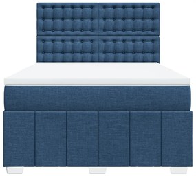 vidaXL Κρεβάτι Boxspring με Στρώμα Μπλε 160x200 εκ. Υφασμάτινο