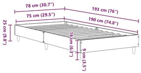 Πλαίσιο κρεβατιού χωρίς στρώμα Λευκό 75x190 cm - Λευκό