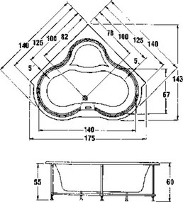 Sanitec Venus 130x130 - Γωνιακή Μπανιέρα - Χωρίς, Air Blower, Χωρίς, Χωρίς