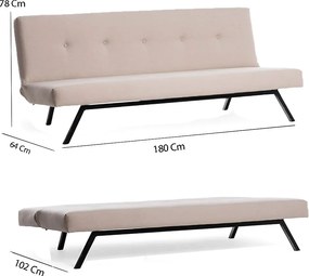 Τριθέσιος Καναπές Κρεβάτι Κρέμα NILUNE 64x180x78