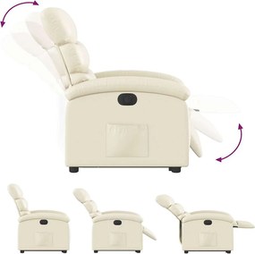 vidaXL Πολυθρόνα Ηλεκτρ. Ανακλινόμενη με Ανύψωση Κρεμ Συνθ.Δέρμα