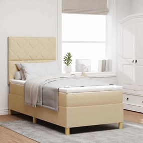 vidaXL Κρεβάτι με ελατήρια με στρώμα Κρεμ 100 x 200 cm ύφασμα