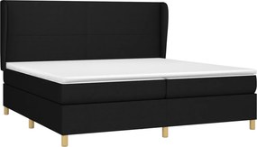 vidaXL Κρεβάτι Boxspring με Στρώμα Μαύρο 200x200 εκ. Υφασμάτινο