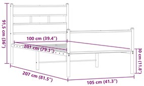 Πλαίσιο Κρεβατιού Καφέ Δρυς 100x200 εκ. Επεξεργασμένο Ξύλο - Καφέ