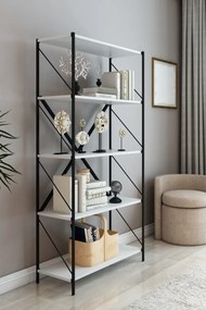 Stewehome Μεταλλική βιβλιοθήκη γραφείου με ράφια 150 cm (Λευκό) 50x24x150 cm