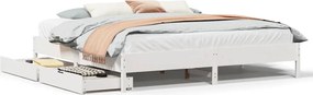 vidaXL Σκελετός Κρεβ. Χωρίς Στρώμα Λευκό 200x200 εκ Μασίφ Πεύκο