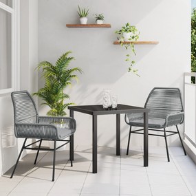 vidaXL Σετ Εξωτερικής Διατροφής 3 Τεμαχίων με Μαξιλάρια Γκρι Πολυ Ράτταν.