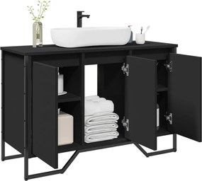 vidaXL Ντουλάπι Νιπτήρα Μπάνιου Μαύρο 91x35x60 εκ. Επεξεργασμένο Ξύλο