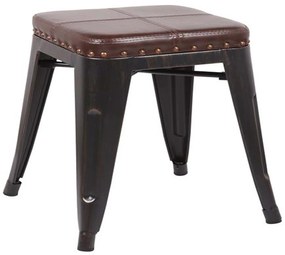 Σκαμπό Relix Ε5195Ρ,10 Antique Black/Pu Σκούρο Καφέ 39x39x45cm Metal, Technoderma