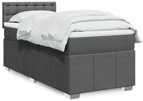 vidaXL Κρεβάτι Boxspring με Στρώμα Σκούρο Γκρι 90x200 εκ. Υφασμάτινο