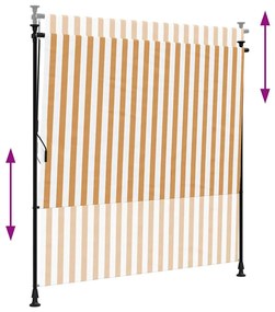 vidaXL Στόρι Ρόλερ Εξ. Χώρου Πορτοκαλί/Λευκό 150x270 εκ. Ύφασμα/Ατσάλι