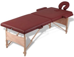 Κρεβάτι μασάζ Πτυσσόμενο 2 θέσεων με ξύλινο σκελετό Κόκκινο - Κόκκινο